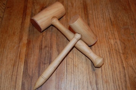 Leather Faced Cherry Carving Mallets Two Leather Faced Cherry Carving Mallets