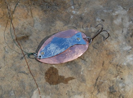 Roycroft style hammered copper spoon lure