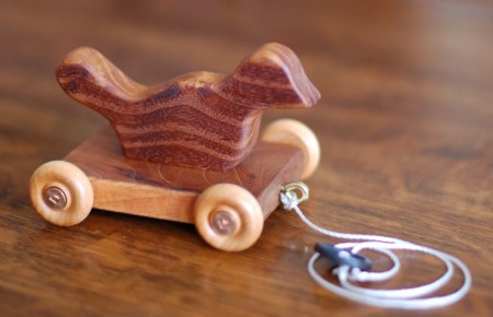 Wooden bird pull toy